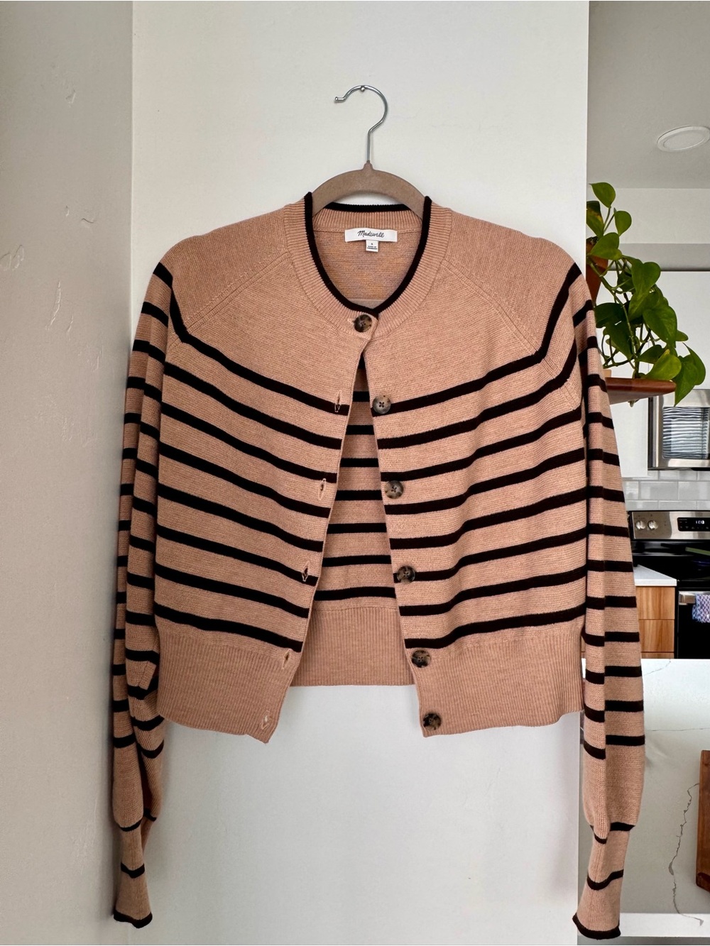 Madewell Tan and Brown Striped Cardigan